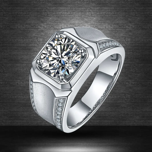 18K Gold Plated Inlay Round Moissanite Rings