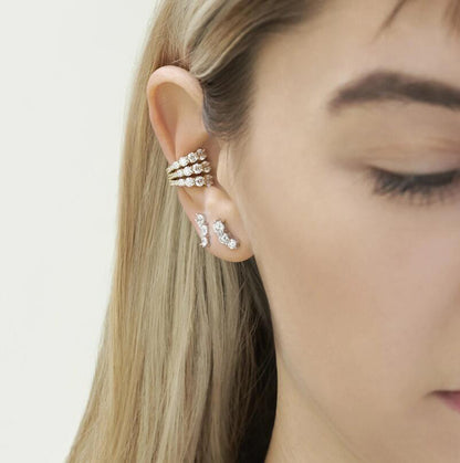 Simple Multi-layer Diamonds C-shaped Ear Clips