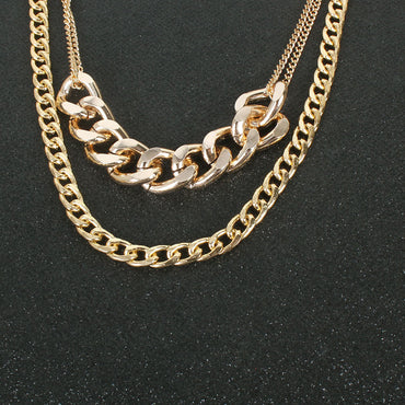 Retro Alloy Thick Chain Double Layer Necklace
