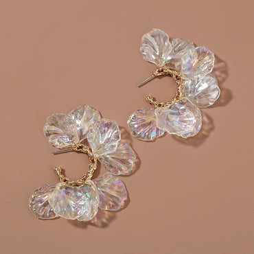 Mori Series Petal Flowers Simple Long Pearl Tassel Earrings