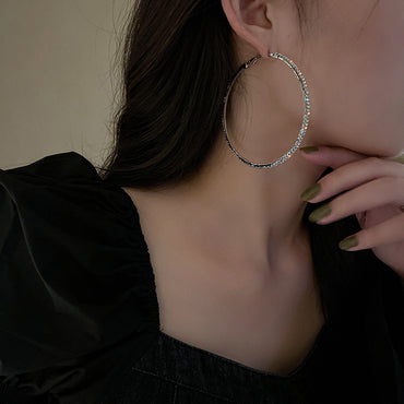 1 Pair Simple Style Geometric Inlay Alloy Rhinestones Hoop Earrings