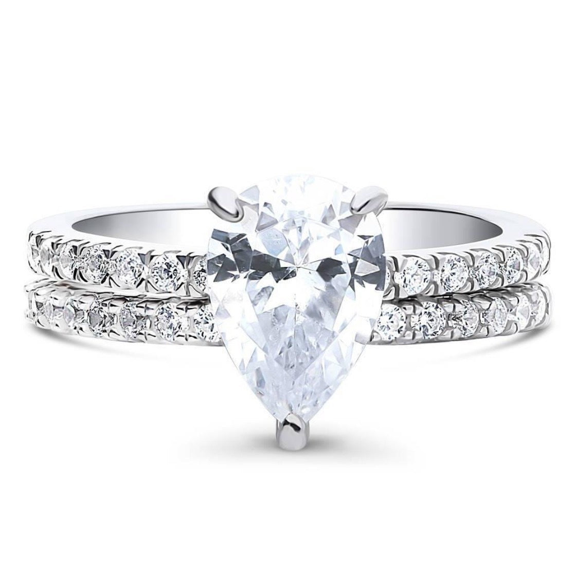 Ladies Wedding Ring Water Drop Diamond Alloy Inlaid Zircon Ring
