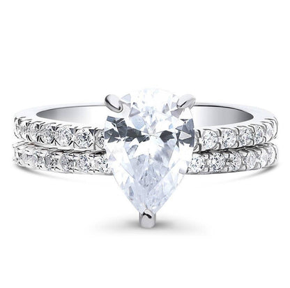 Ladies Wedding Ring Water Drop Diamond Alloy Inlaid Zircon Ring