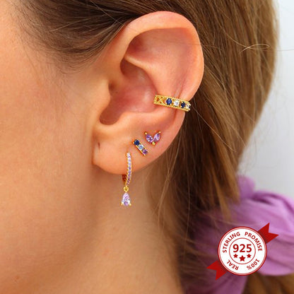 Leaf Zircon Earrings Minimalist Earrings Flower-shaped Minimalist Earrings