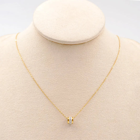 304 Stainless Steel Stainless Steel 18K Gold Plated Casual Simple Style Plating Inlay Geometric Rhinestones Necklace