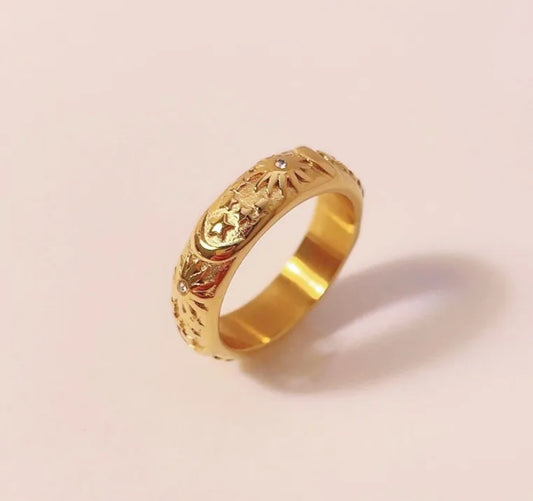 304 Stainless Steel Stainless Steel 18K Gold Plated Simple Style Classic Style Commute Inlay Sun Star Moon Zircon Rings
