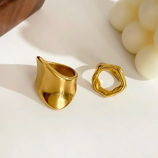 316L Stainless Steel 18K Gold Plated Basic Modern Style Classic Style Irregular Geometric Rings