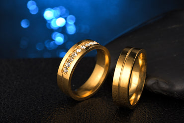 Wholesale Fashion Stainless Steel Diamond-studded Couple Rings Nihaojewelry