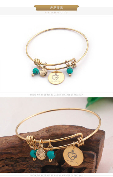 New Trendy Korean Style Round Heart-shaped Women's Gold Simple Bracelet Women's Titanium Ornament Factory Supply