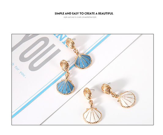 1 Pair Simple Style Shell Plating Alloy Drop Earrings