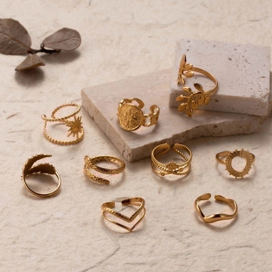 Ins Style Simple Style Leaf Solid Color Stainless Steel Plating Hollow Out 18k Gold Plated Open Ring