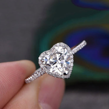 Fashion Heart Shape Alloy Inlay Artificial Gemstones Women's Rings