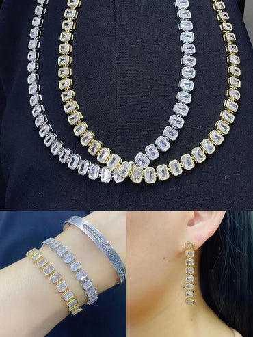 1 Piece 1 Pair Fashion Geometric Copper Plating Zircon Women's Bracelets Earrings Necklace