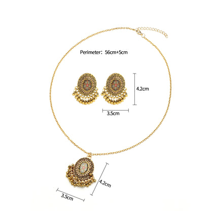 Retro Oval Alloy Plating Women's Earrings Necklace