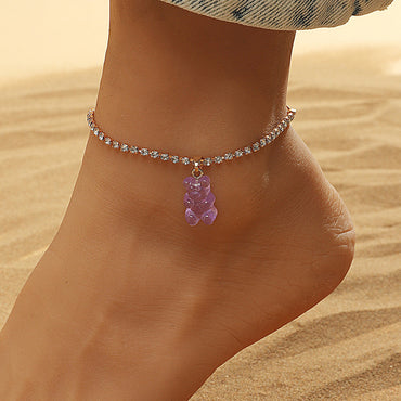 Resin Bear Chain Rhinestone Anklet Summer Foot Ornaments Women's Jewelry Wholesale