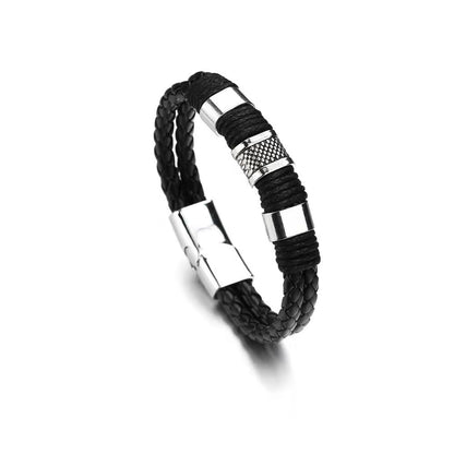 1 Piece Simple Style Round Pu Leather Alloy Men's Bangle