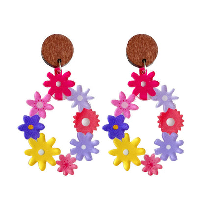 1 Pair Vacation Flower Arylic Drop Earrings
