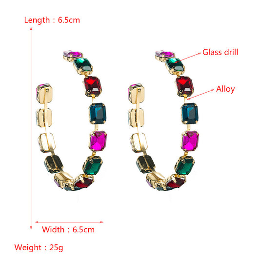 Fashion Geometric Alloy Inlay Rhinestone Earrings 1 Pair