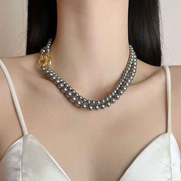 Elegant Geometric Imitation Pearl Plating Women's Necklace