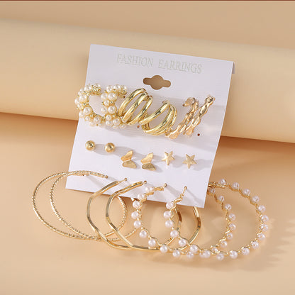 Fashion Solid Color Alloy Plating Pearl Earrings Ear Studs 1 Set