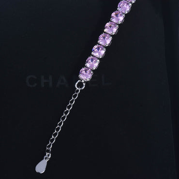 New Micro-inlaid Diamond Bracelet European And American Luxury Pink Crystal Pink Diamond Claw Chain Bracelet Ornament Wholesale One Piece Dropshipping
