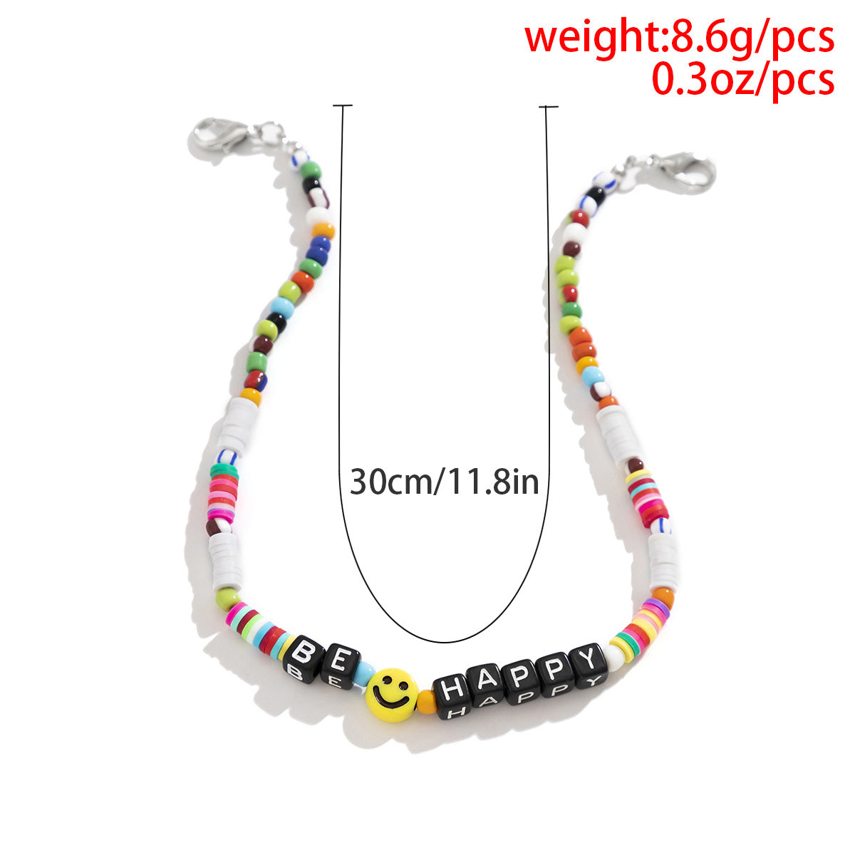 Simple Letter Polymer Clay Beaded Colorful Weaving Ethnic Style Acrylic Shoe Chain