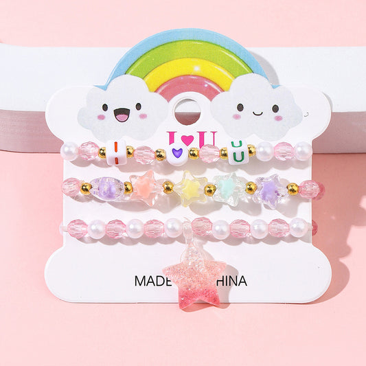 Korean Style/korean Style Pentagram Plastic Handmade No Inlaid Five-pointed Star Bracelets Jewelry Color Mixing