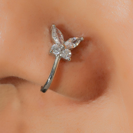 Butterfly Non-pierced Nose Clip Copper Inlaid Zircon U-shaped Nose Ring