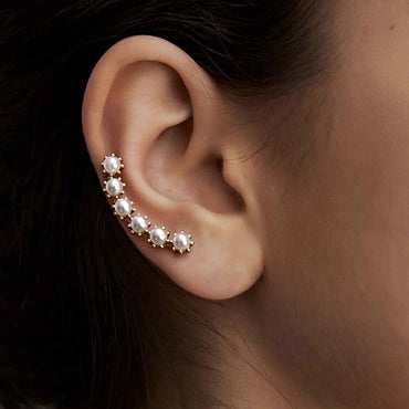 Wholesale Jewelry Simple Metal Pearl Flower Ear Bone Clip Nihaojewelry