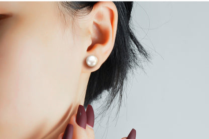 Simple Style Geometric Pearl Sterling Silver Ear Studs 1 Pair
