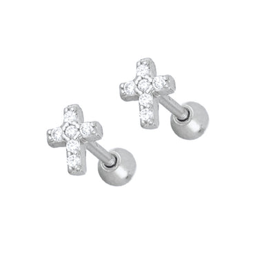 Screw Cap Cross Earrings Diamond Earrings