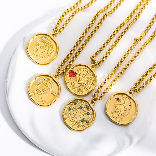 Vintage Retro Chain Cartoon Stainless Steel Electroplating Necklaces
