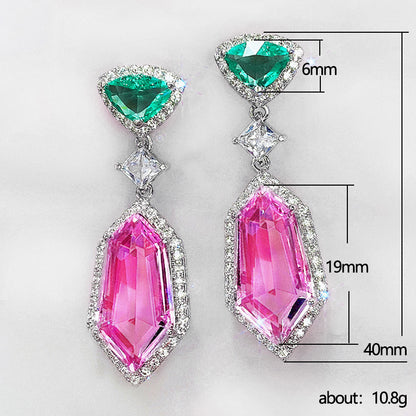 Fashion Geometric Copper Artificial Gemstones Earrings