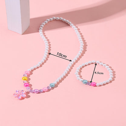 Sweet Flower Plastic Handmade Artificial Pearls Pendant Necklace Bracelets