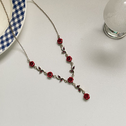 Romantic Rose Alloy Plating Women's Pendant Necklace