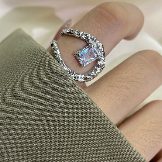 1 Piece Fashion Geometric Metal Plating Artificial Gemstones Women's Open Ring
