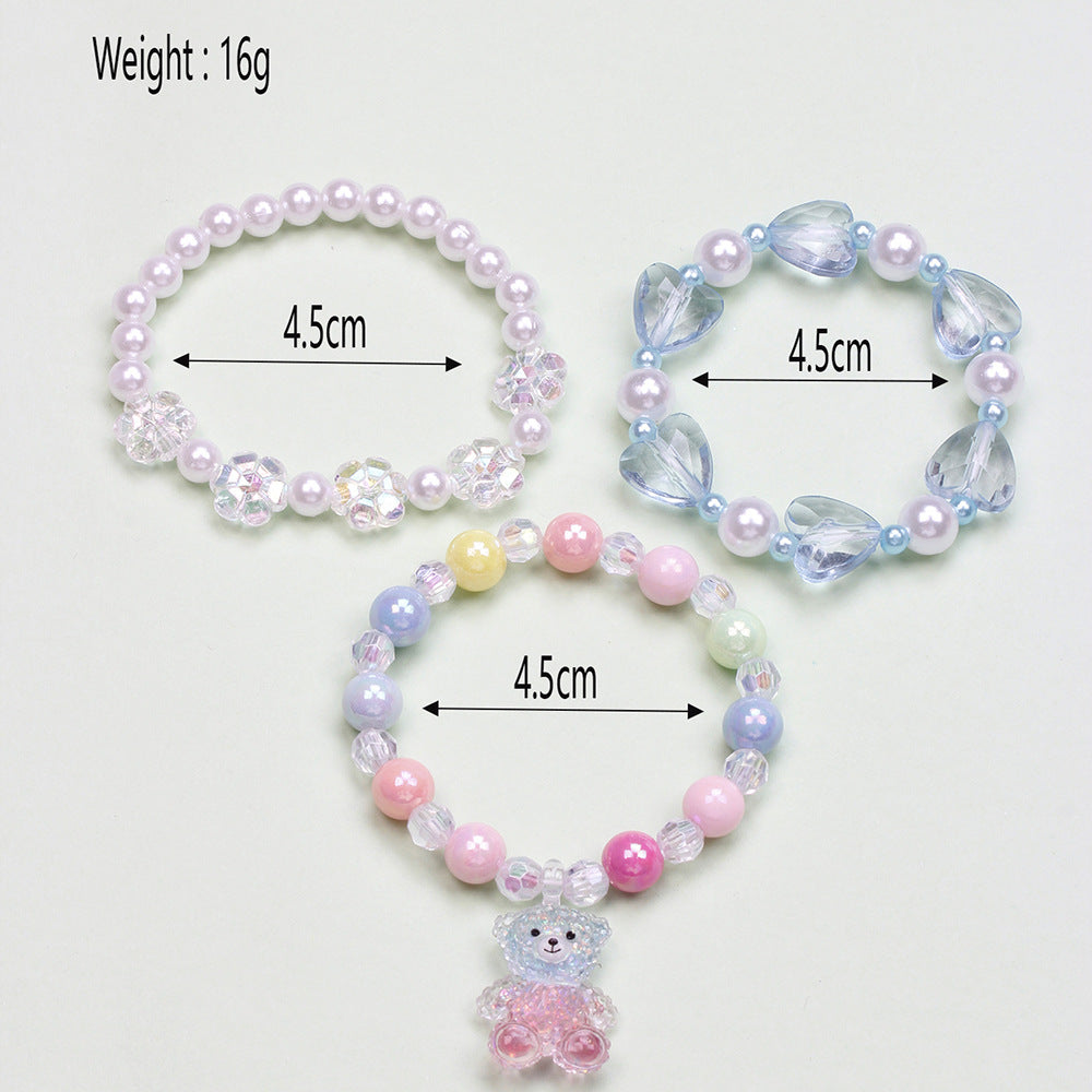 Simple Style Heart Shape Flower Plastic Beaded Girl's Bracelets