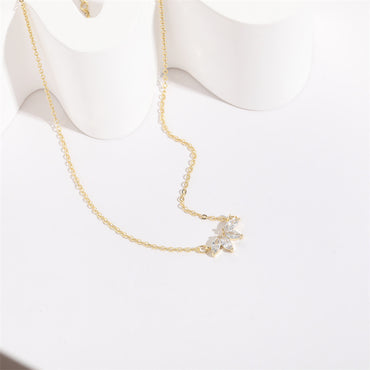 Flower zircon necklace wholesale women's ins wind Europe and the United States hot selling new mermaid fish tail geometric pendant clavicle chain