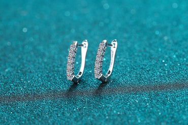 Simple Style Shiny U Shape Sterling Silver Moissanite Earrings In Bulk