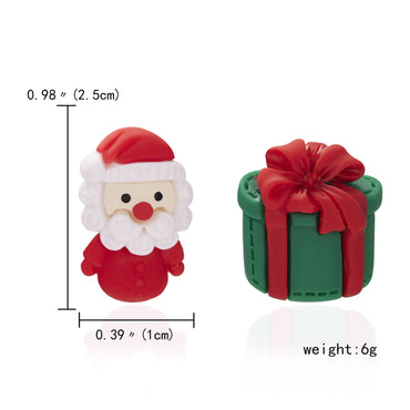1 Pair Fashion Christmas Tree Santa Claus Snowman Epoxy Soft Clay Ear Studs
