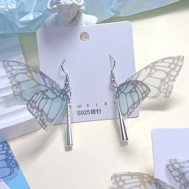 1 Pair Sweet Butterfly Plating Organza Drop Earrings