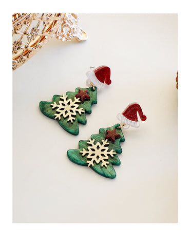 1 Pair Christmas Tree Arylic Drop Earrings