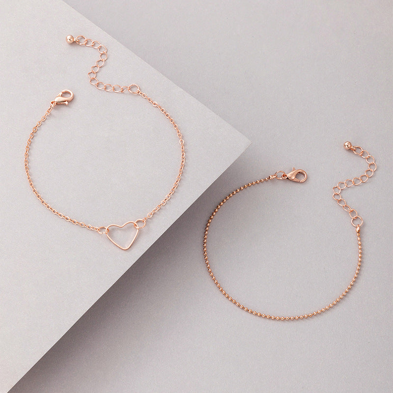 New Simple Bracelet Double Stitching Chain Heart-shaped  Bracelet