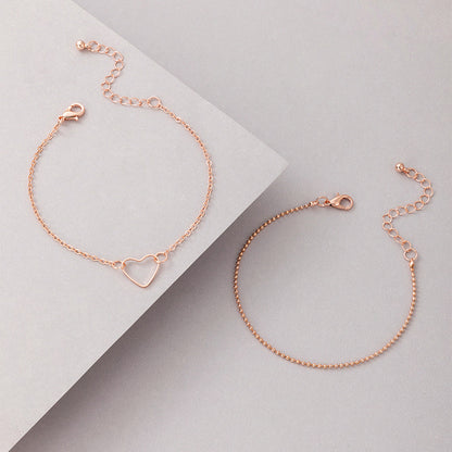 New Simple Bracelet Double Stitching Chain Heart-shaped  Bracelet
