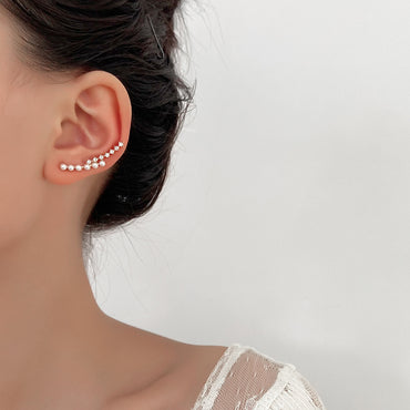 Fashion Geometric Alloy Inlay Artificial Pearls Zircon Women's Ear Clips