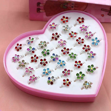 Cartoon Style Crown Flower Butterfly Alloy Plating Inlay Rhinestones Girl's Rings 1 Set