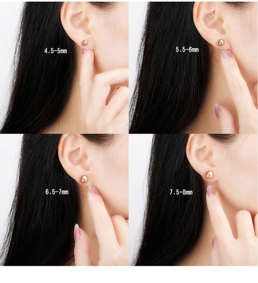 Simple Style Geometric Pearl Sterling Silver Ear Studs 1 Pair
