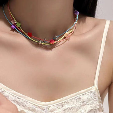 Elegant Star Leather Rope Knitting Women's Necklace