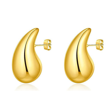 European and American high-end design sense 18K gold chubby water drop titanium steel earrings INS fashion versatile geometric earrings wholesale