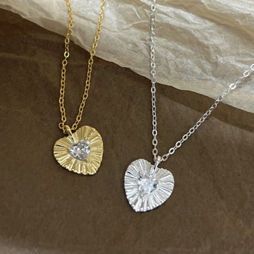 Sweet Heart Shape Sterling Silver Zircon Pendant Necklace In Bulk
